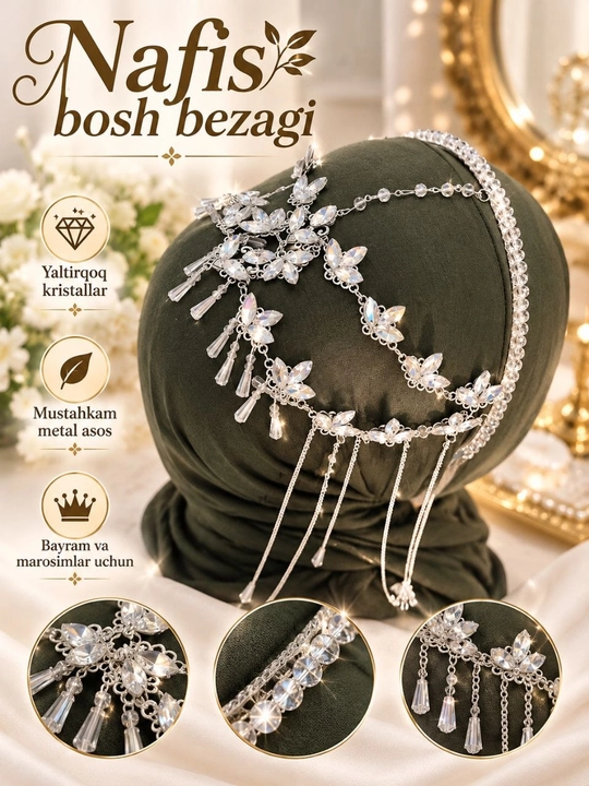 Toshli hijob bezagi, diadema - 