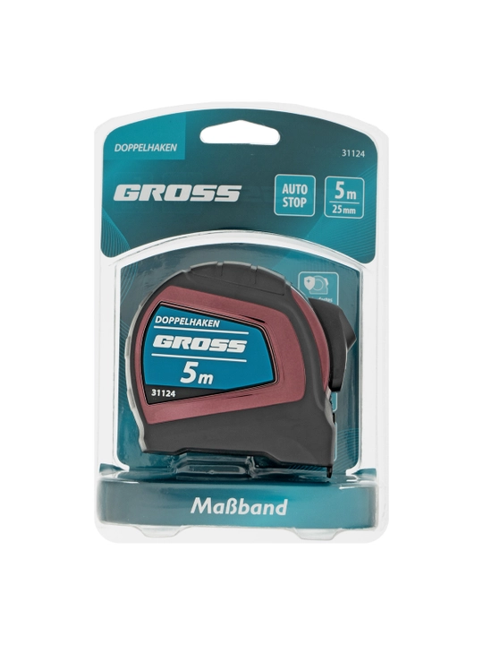 GROSS Doppelhaken ruletkasi, 5 m x 25 mm, 31124