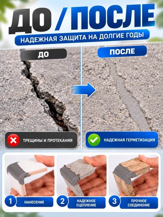 Клей-герметик водонепроницаемый, строительный монтажный, для швов и трещин