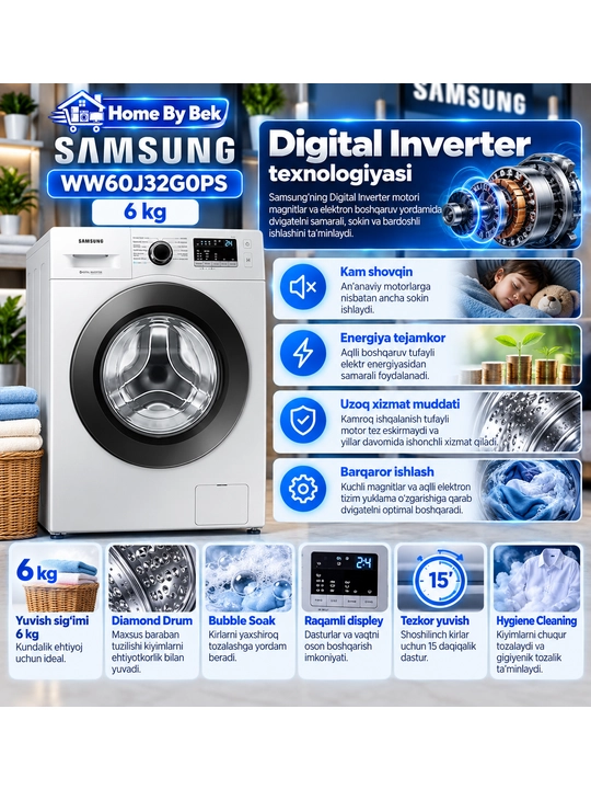 SAMSUNG WW60J32G0PS/UZ 6 kg