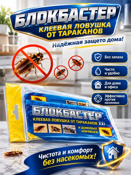 Blokbaster XXI, tarakan va uy chumolilariga qarshi yopishqoq tuzoq, hidsiz