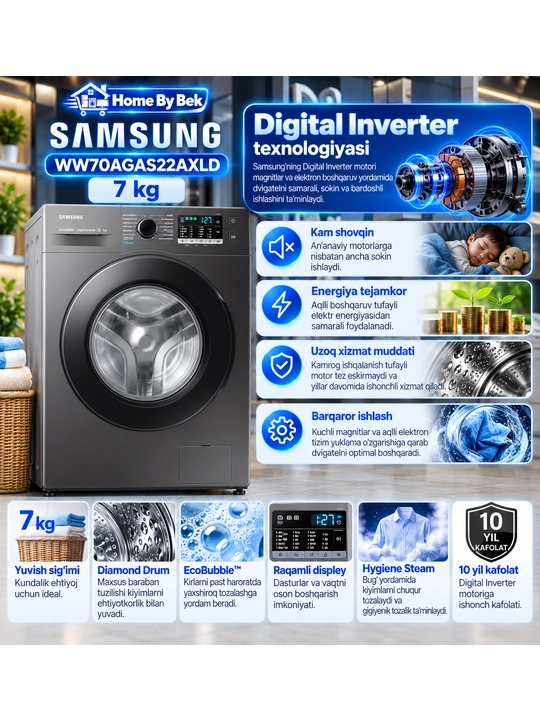 SAMSUNG WW70AGAS22AXLD 7 kg