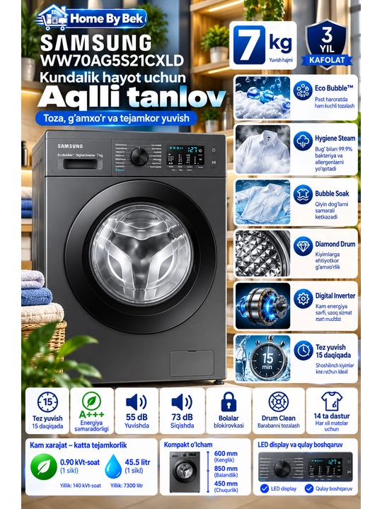 SAMSUNG WW70AGAS22AXLD 7 kg - 