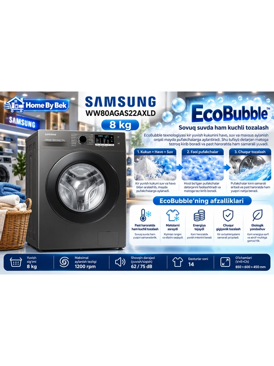 SAMSUNG WW80AGAS22AXLD 8 kg