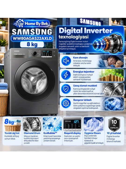 SAMSUNG WW80AGAS22AXLD 8 kg