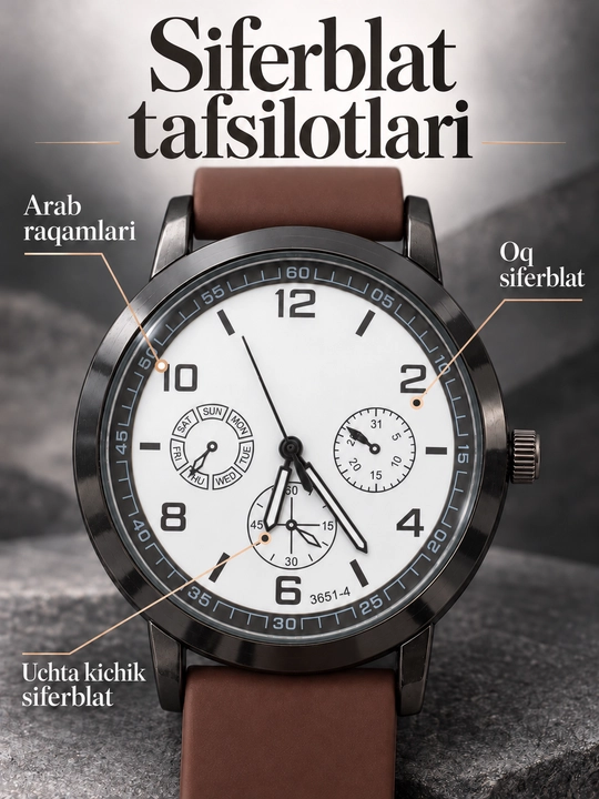 Erkaklar qo‘l soati, arab raqamli