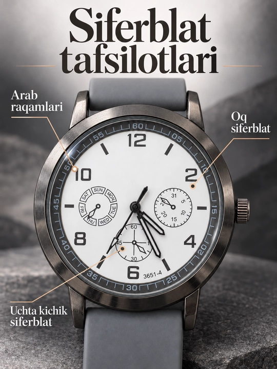 Erkaklar qo‘l soati, arab raqamli