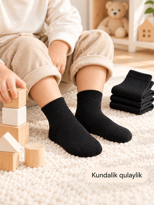 Bolalar uchun qora paypoqlar, 4 juft, 1–6 yosh - 