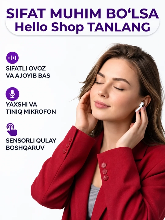 IPhone va Android uchun Pro 2 Premium simsiz quloqchinlari, sovg‘a sifatida g‘ilof