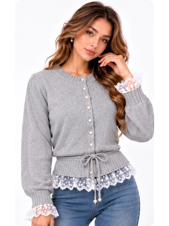 Ayollar kardigani, Marvarid tugmali to‘rli ayollar kardigani