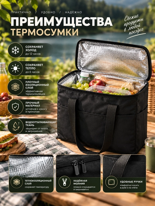 Термосумка для еды, ланч бокс, сумка с фольгой для обеда переносная