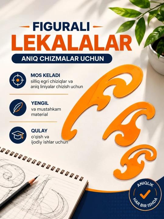 3 dona Figurali lekalolar chizmachilik bichish-tikish arxitektura  tikuvchilar lekal uchun