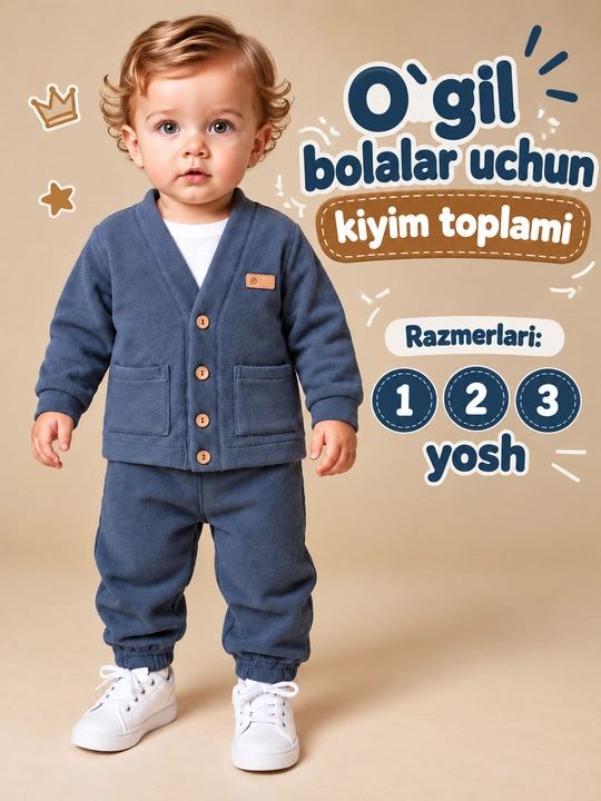 Bolalar uchun troyka, kofta, kastyum va shim, kuz-bahor mavsumi uchun. 1-2-3 yosh - 