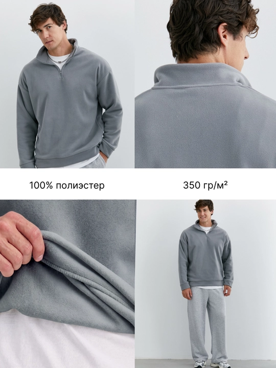 Кофта флисовая на молнии полузамок свитшот зипка