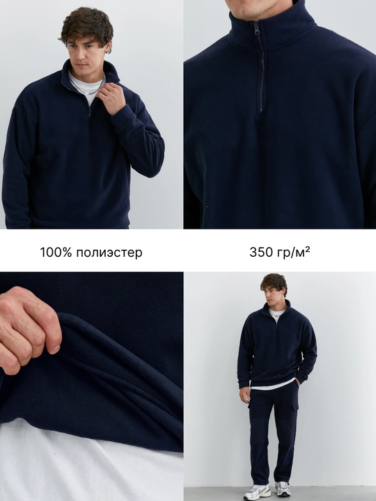 Кофта флисовая на молнии полузамок свитшот зипка