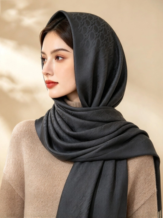 Шелковый платок DIOR, шарф, хиджаб 95х95 см