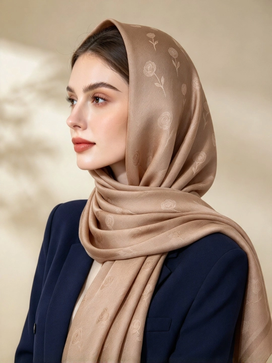 Шелковый платок DIOR, шарф, хиджаб 95х95 см