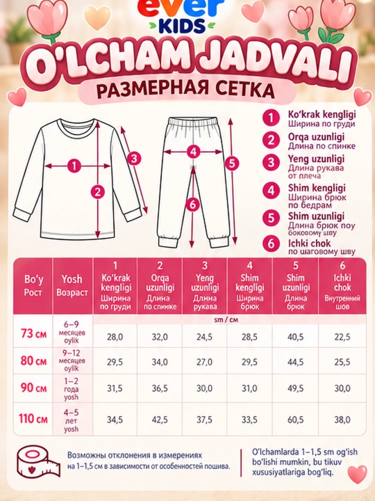 Детская пижама, хлопковая ткань, для детей 1–7 лет