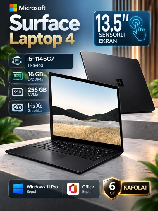 Noutbuk Microsoft Surface Laptop 4 Core i5-1145G7 16/256GB SSD 14″ 2K+IPS Sensor Win 11