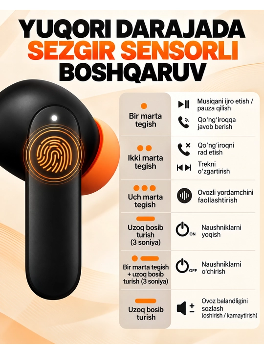 Наушники беспроводные  Bluetooth,TWS-наушники с сенсорным управлением