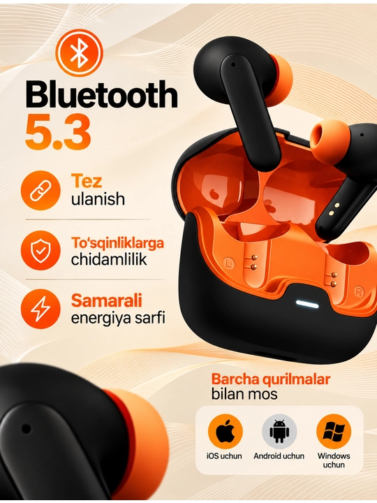 Наушники беспроводные  Bluetooth,TWS-наушники с сенсорным управлением