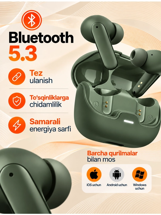 Наушники беспроводные Bluetooth, TWS-наушники с сенсорным управлением