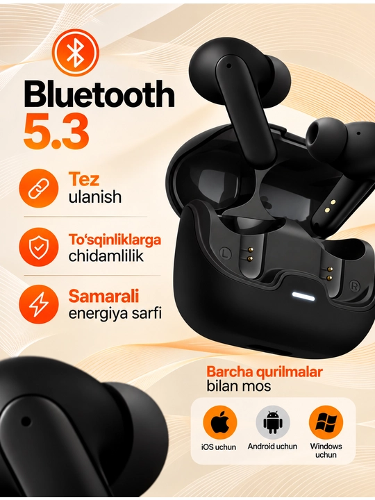 Наушники беспроводные Bluetooth, TWS-наушники с сенсорным управлением