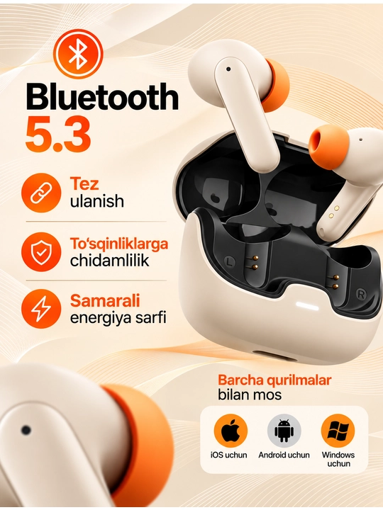 Наушники беспроводные Bluetooth, TWS-наушники с сенсорным управлением