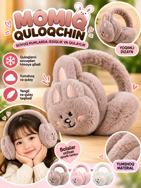 Momiq quloqchin, qishki issiq quloqchin, qizlar uchun momiq quloqchin - 