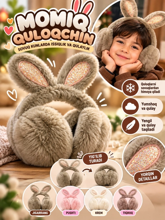 Momiq quloqchin, qizlar uchun issiq quloqchin - 