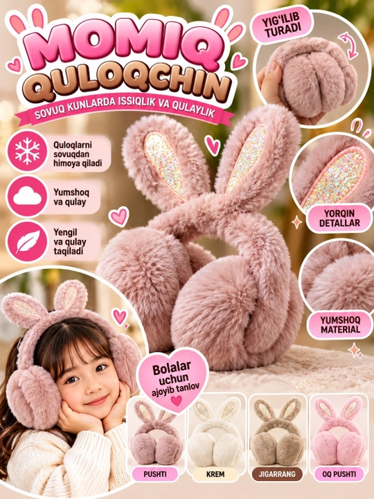 Momiq quloqchin, qizlar uchun issiq quloqchin - 