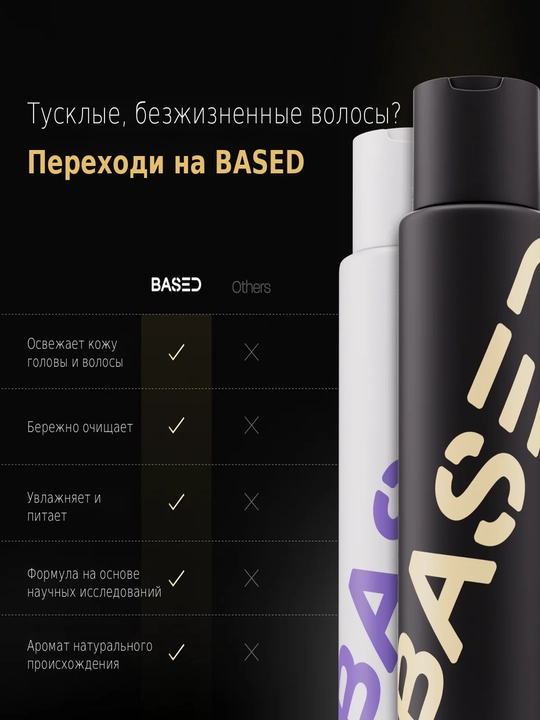 BASED Shampoo and Conditioner, без сульфатный шампунь, кондиционер для волос, увлажнение