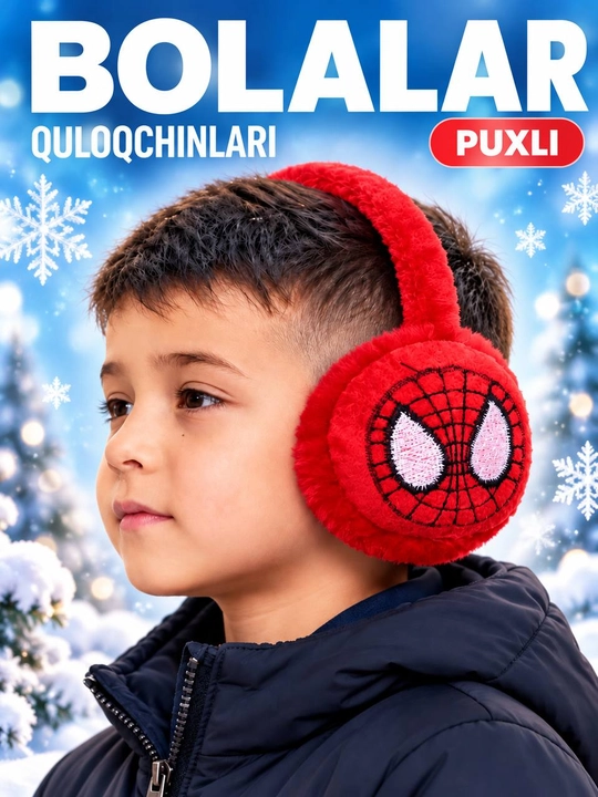 Bolalar uchun mo‘ynali quloqchin, marvarid bezakli, qishgi issiq quloqchin - 