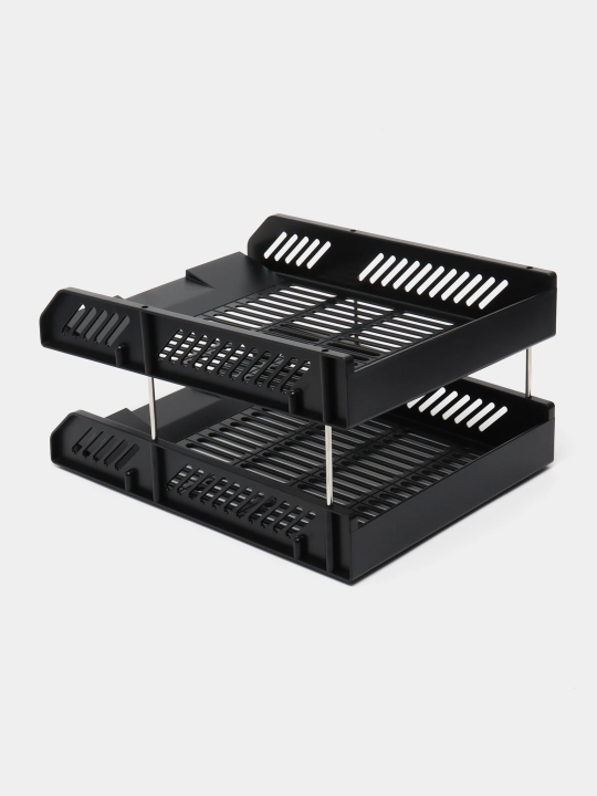 Лоток для бумаг Deli E9208black горизонтальный, 2-х ярусный q0000004013
