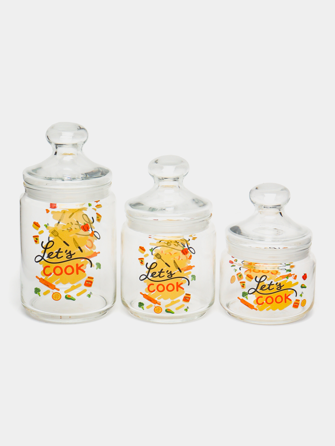 Sochiluvchan moddalarni saqlash uchun Luminarc shisha bankalar to‘plami,500ml/750ml/1000ml